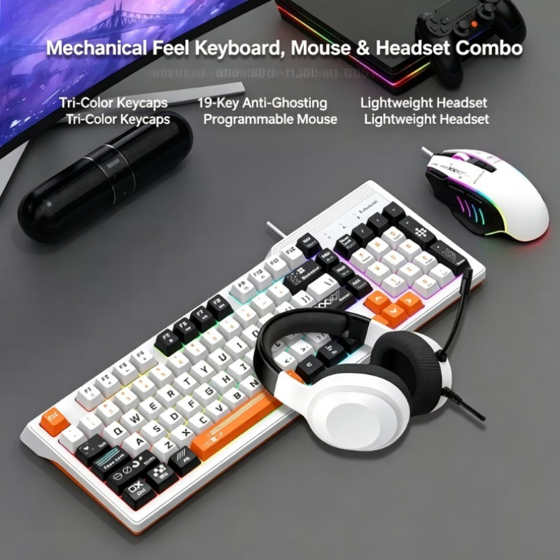 Gaming Keyboard And Mouse Set - K8pro 3 In 1 Gaming Combo
