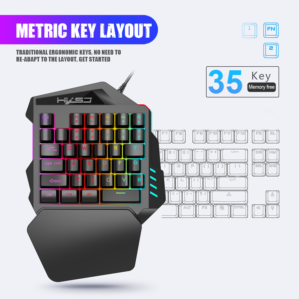 HXSJ V100 V100-2 35 Key Gaming - Gaming Keyboard Half review and price