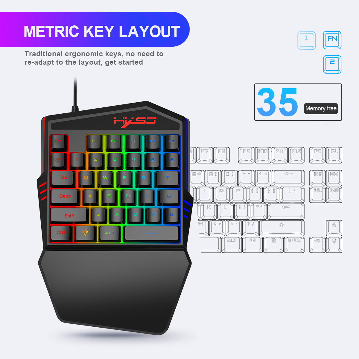 HXSJ V100 V100-2 35 Key Gaming - Gaming Keyboard Half review and price