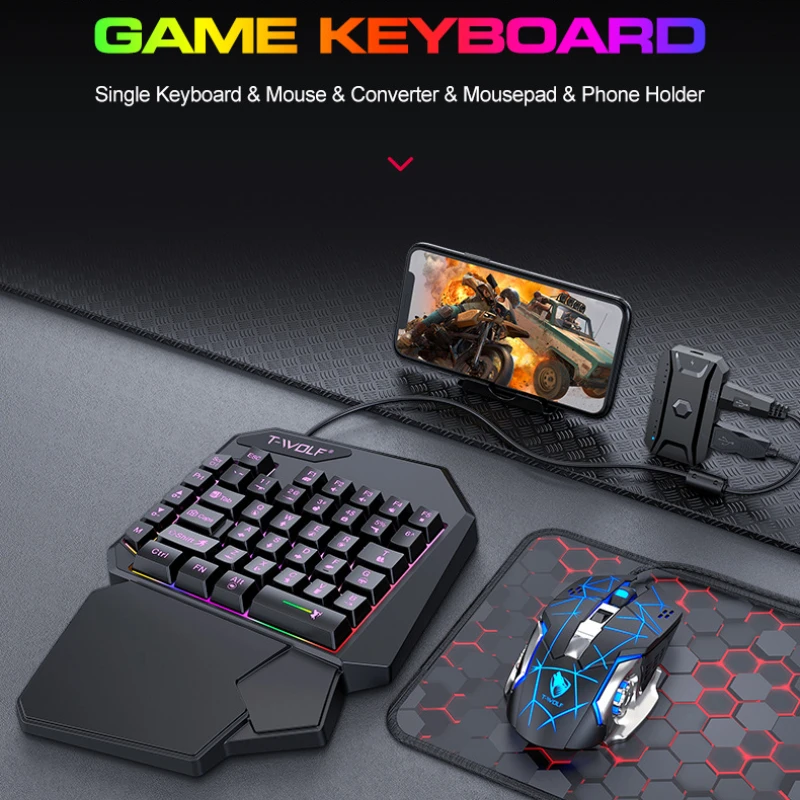 T-WOLF TF900 One Handed Keyboa - Gaming Keyboard Mobile review and price