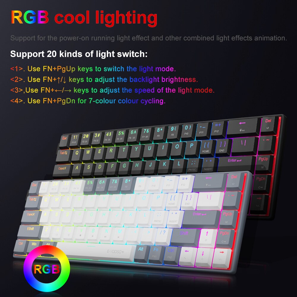 E-YOOSO A68 RGB Mini Slim USB  - Gaming Keyboard Mobile review and price