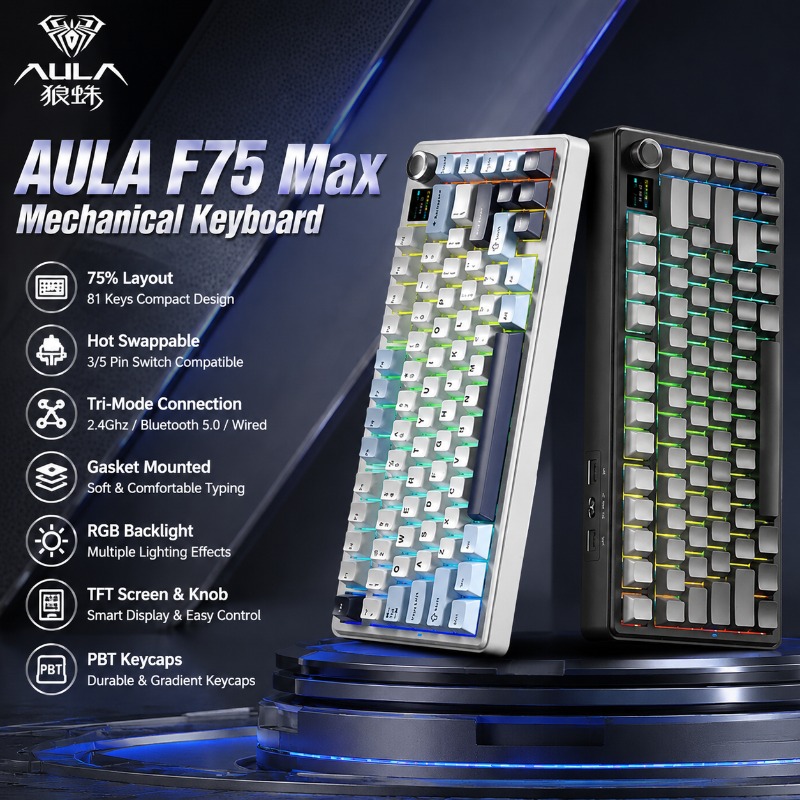 AULA F75 Max Mechanical Keyboa - Gasket Mount Kit review and price